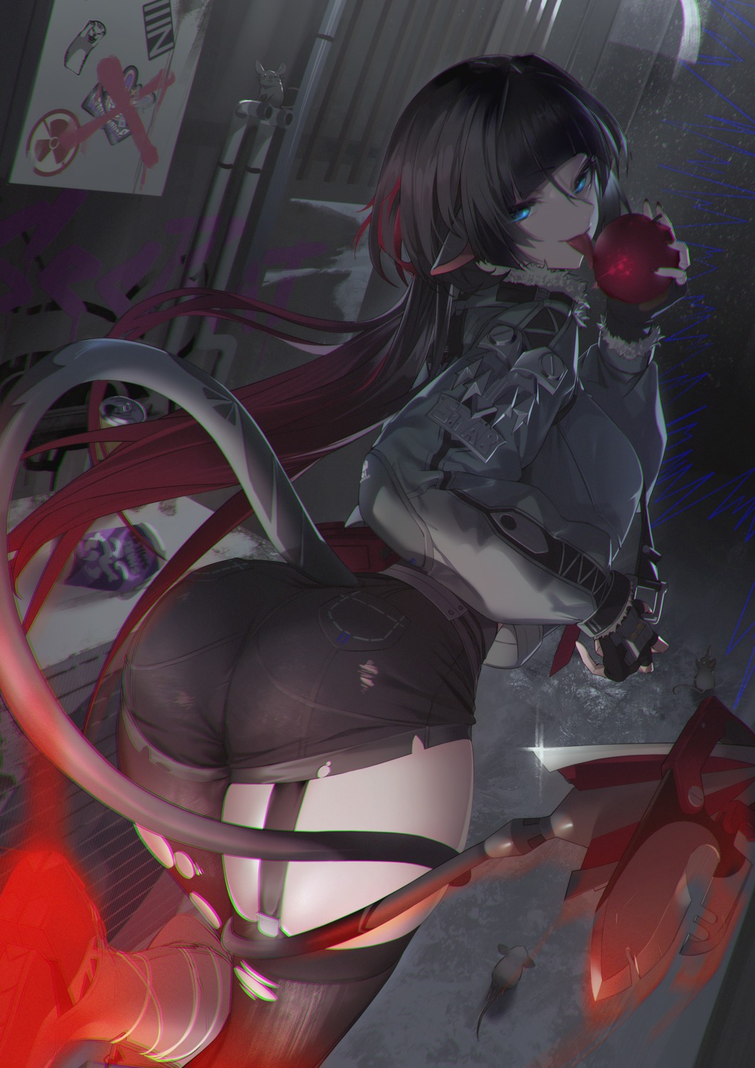 animal_ears ass jane_doe me/r stockings tail thighhighs torn_clothes weapon zenless_zone_zero