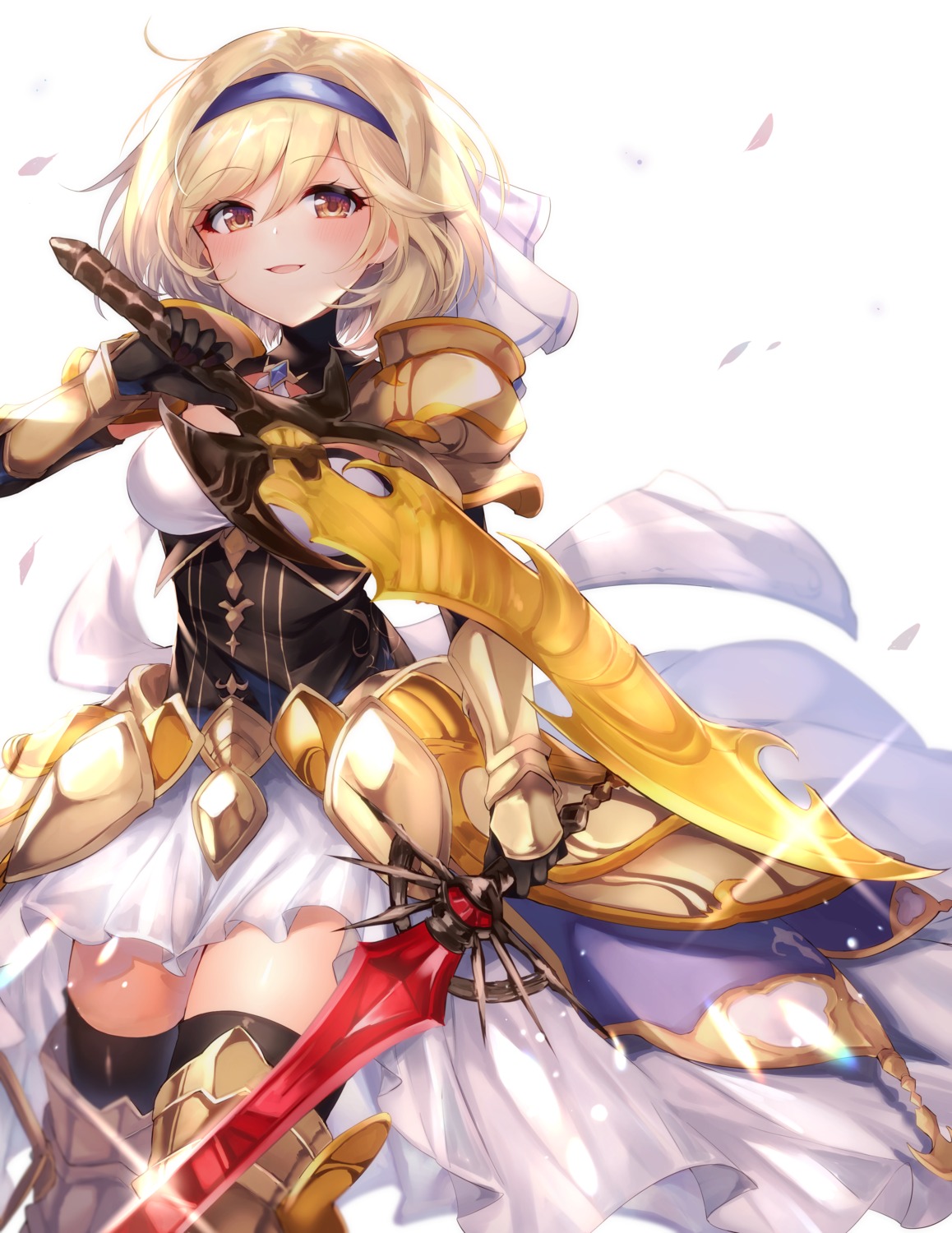 40_(0f0urw) armor djeeta_(granblue_fantasy) granblue_fantasy sword thighhighs