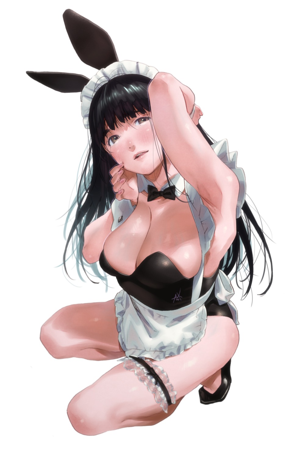 animal_ears bunny_ears bunny_girl cleavage garter kamiyama_aya maid