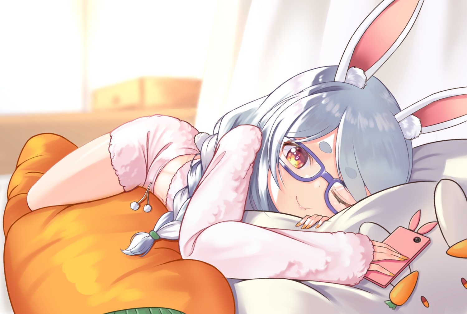 animal_ears bunny_ears hololive maru039 megane tail usada_pekora