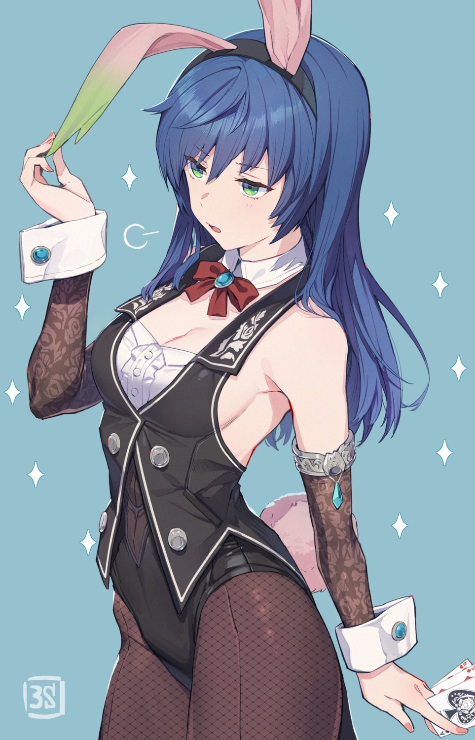 3s_(tarariko) animal_ears bunny_ears bunny_girl fishnets no_bra pantyhose star_ocean_anamnesis tail