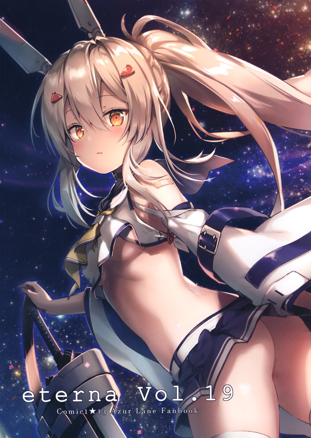 ass ayanami_(azur_lane) azur_lane eterna no_bra nopan riichu seifuku skirt_lift sword thighhighs underboob