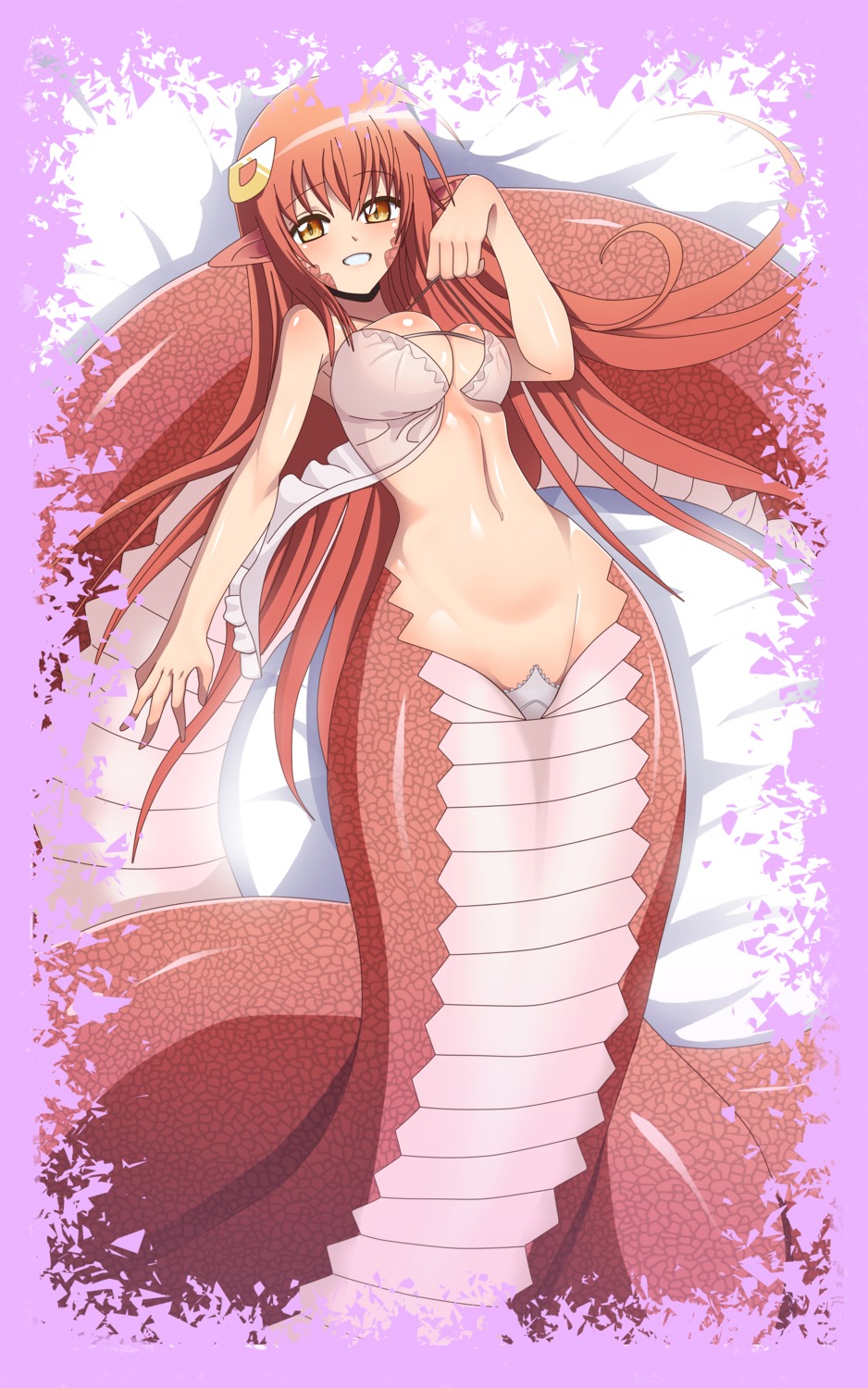 lingerie miia_(monster_musume) mitgard-knight monster_girl monster_musume_no_iru_nichijou pantsu pointy_ears see_through tail