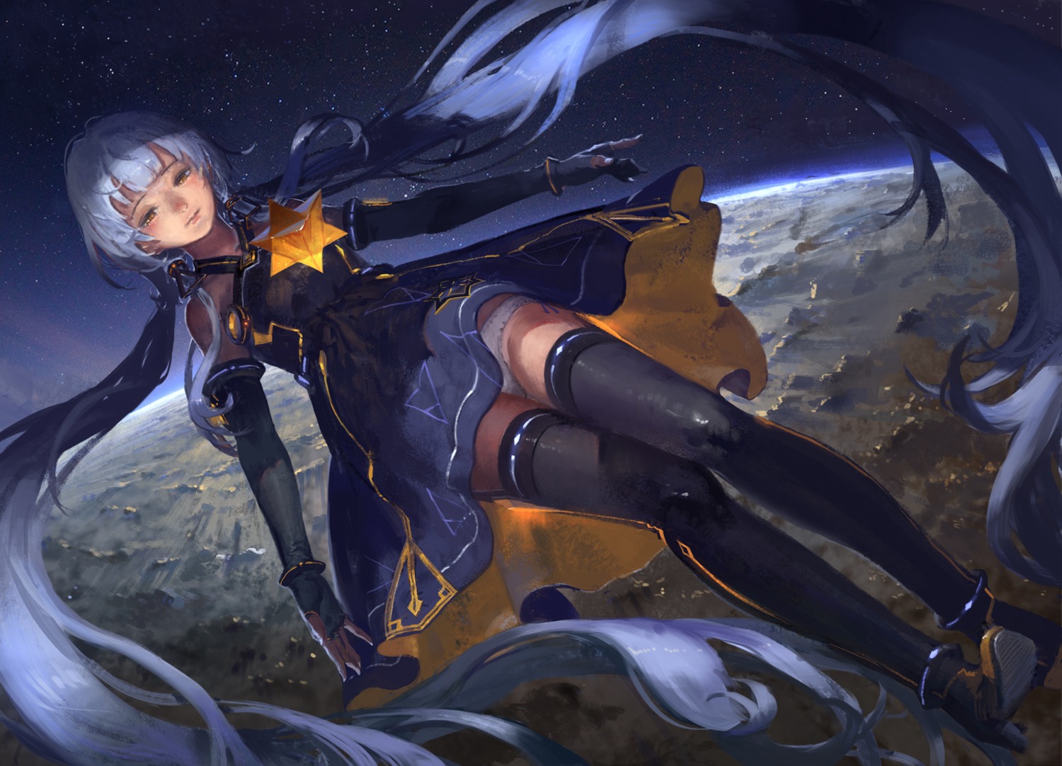 dress heels nanairono_kaigashi pantsu stardust_(vocaloid) thighhighs vocaloid