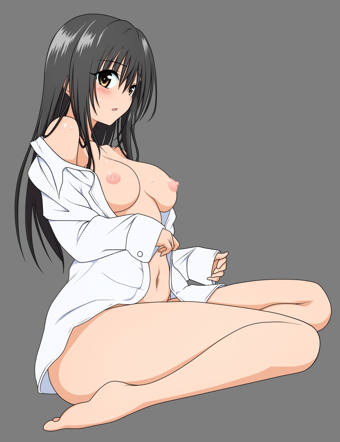 bottomless breasts kotegawa_yui nipples no_bra open_shirt shige_(moe-ren.net) to_love_ru transparent_png vector_trace