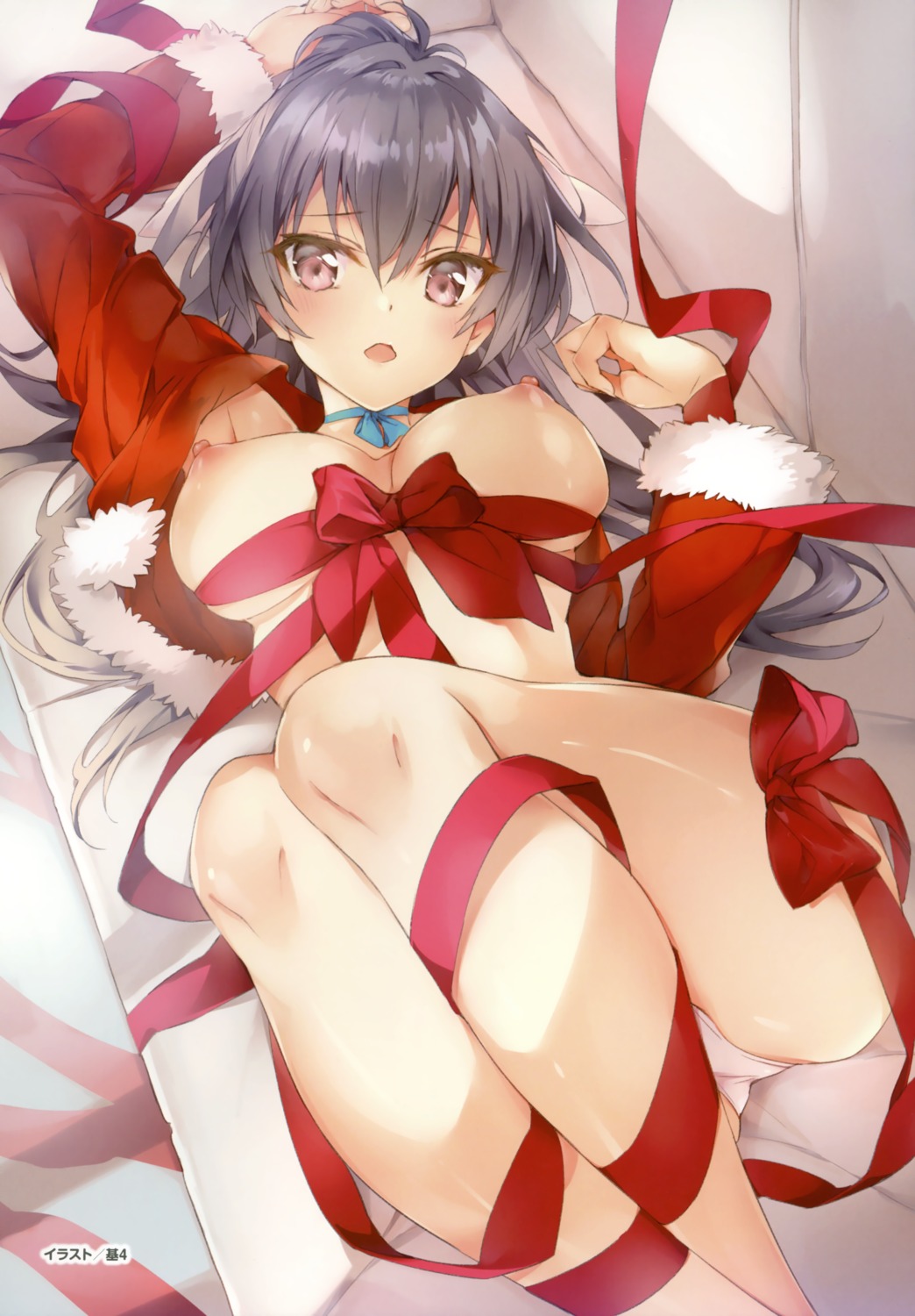 christmas kawachino_suzuna makura motoyon naked_ribbon nipples pantsu sakura_no_toki underboob