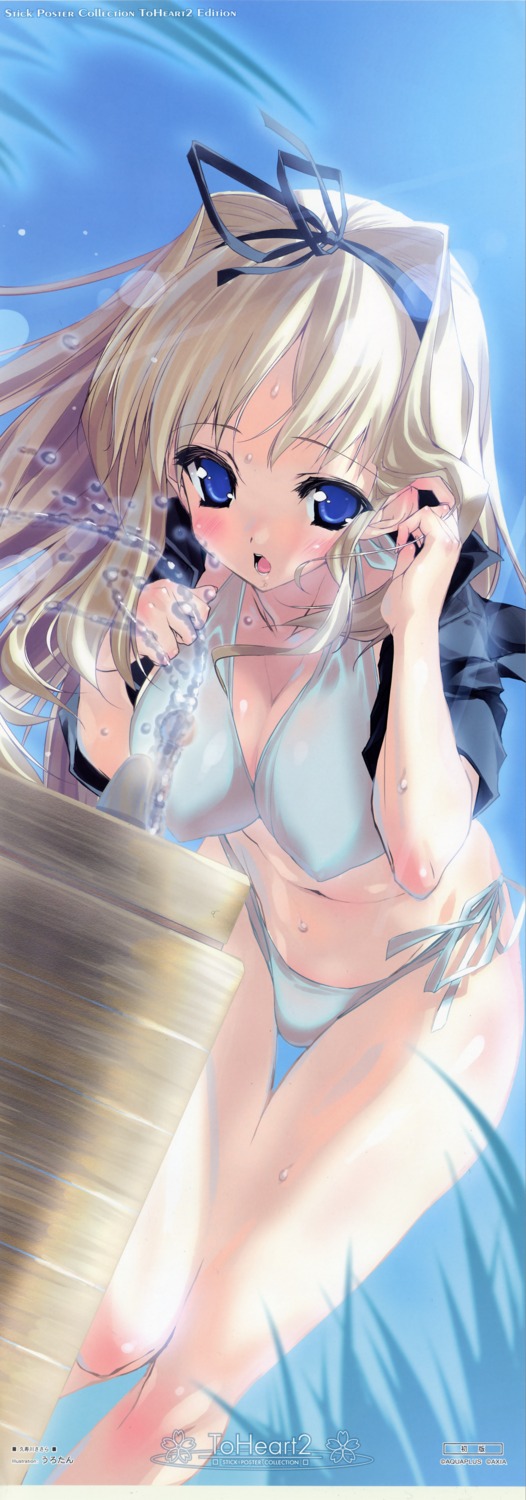 bikini cleavage erect_nipples kusugawa_sasara stick_poster swimsuits to_heart_(series) to_heart_2 urotan