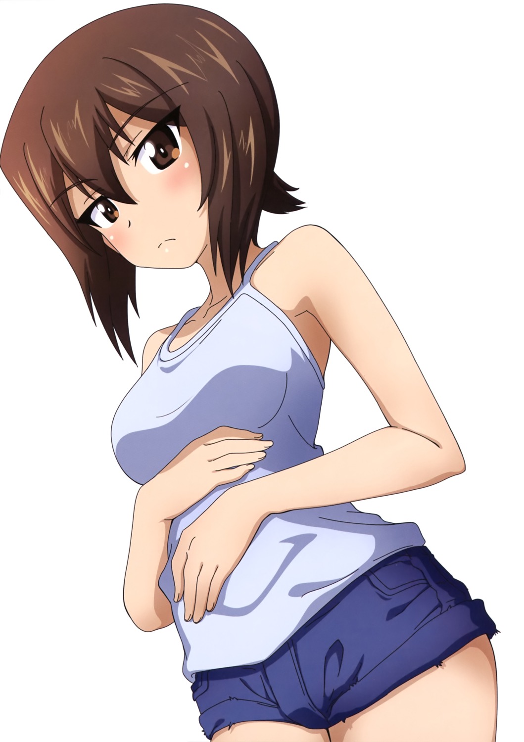 breast_hold girls_und_panzer kanau nishizumi_maho