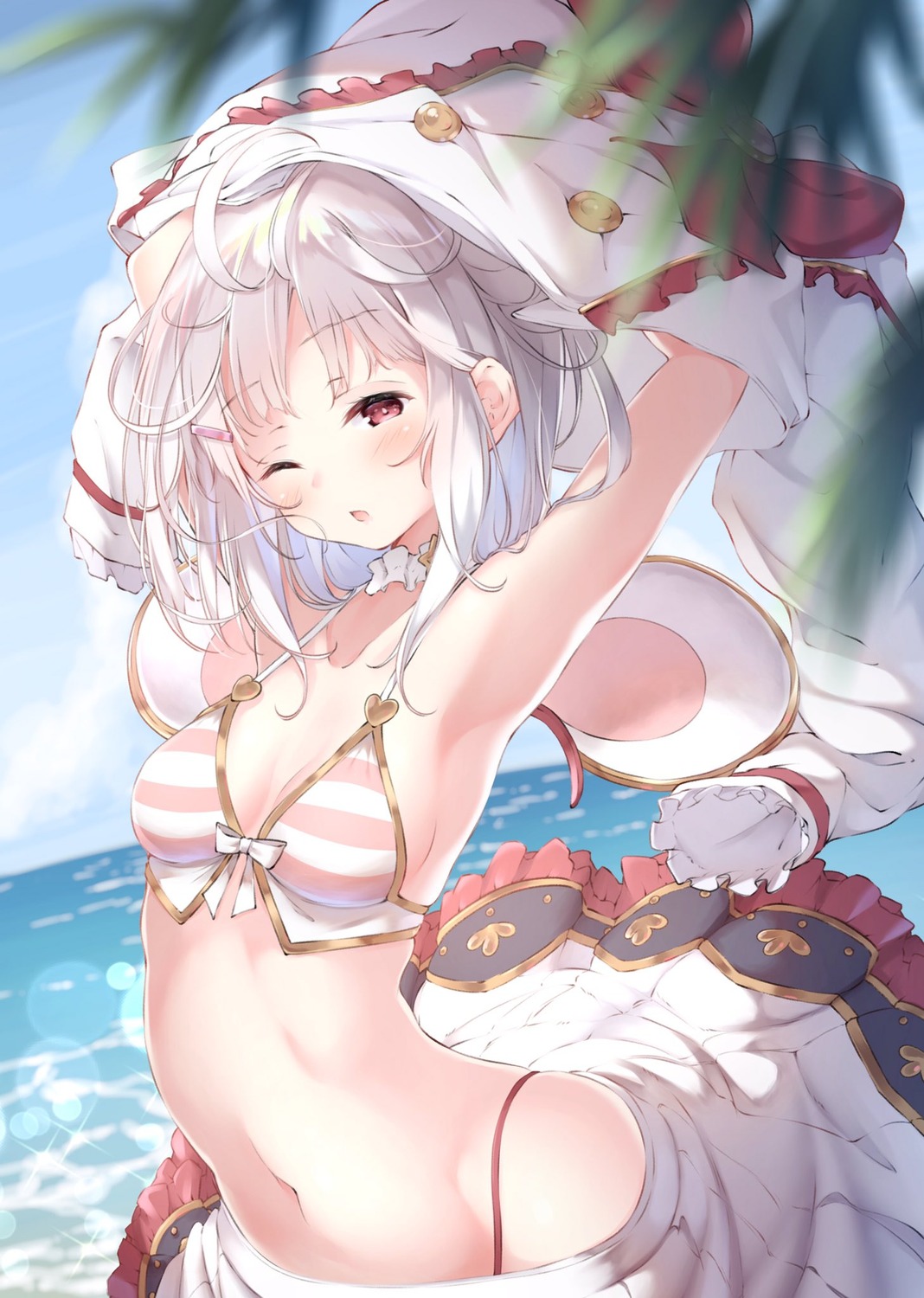 bikini cleavage granblue_fantasy shirt_lift swimsuits ukiwakisen undressing vikala_(granblue_fantasy)