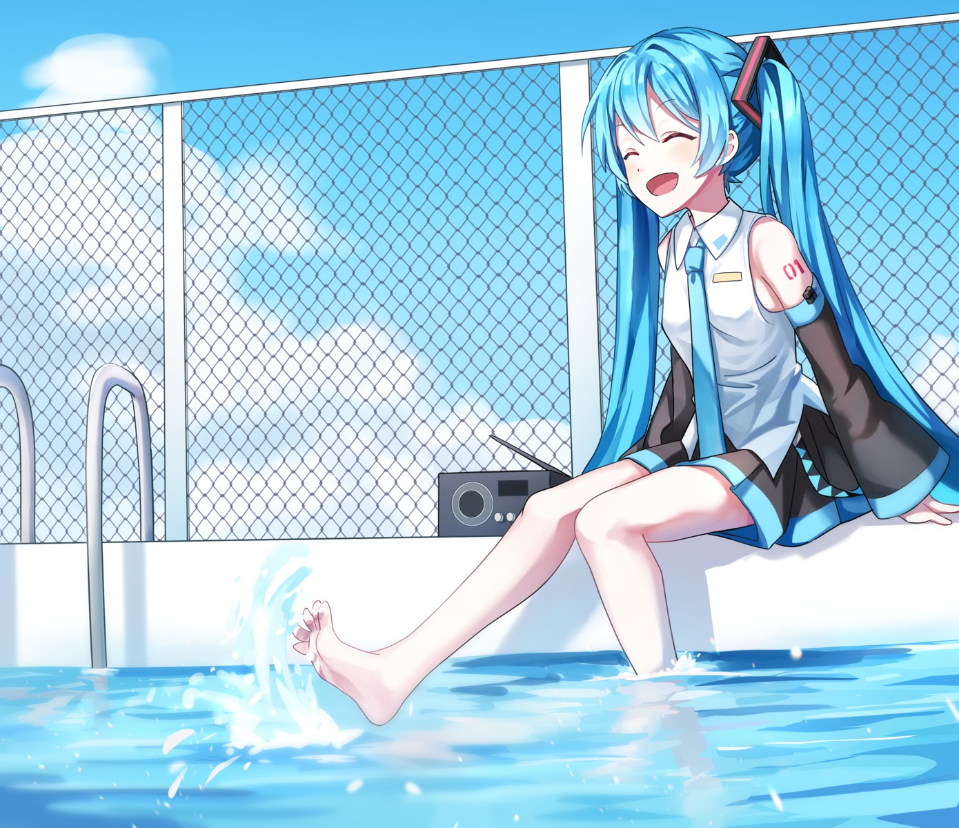 feet hatsune_miku ille_(xcpa7325) tattoo vocaloid wet