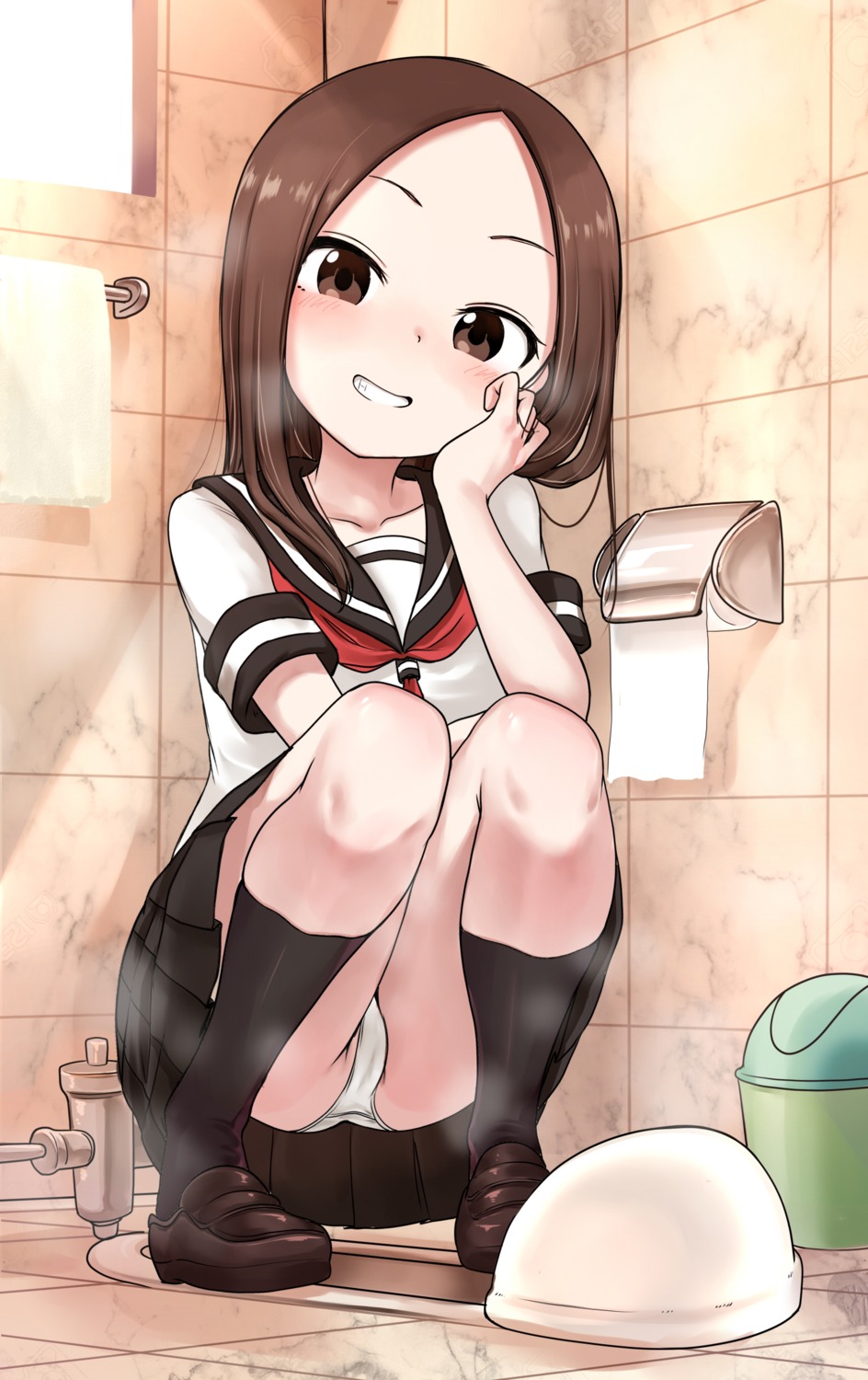 cameltoe karakai_jouzu_no_takagi-san loli note2000 pantsu seifuku skirt_lift takagi-san