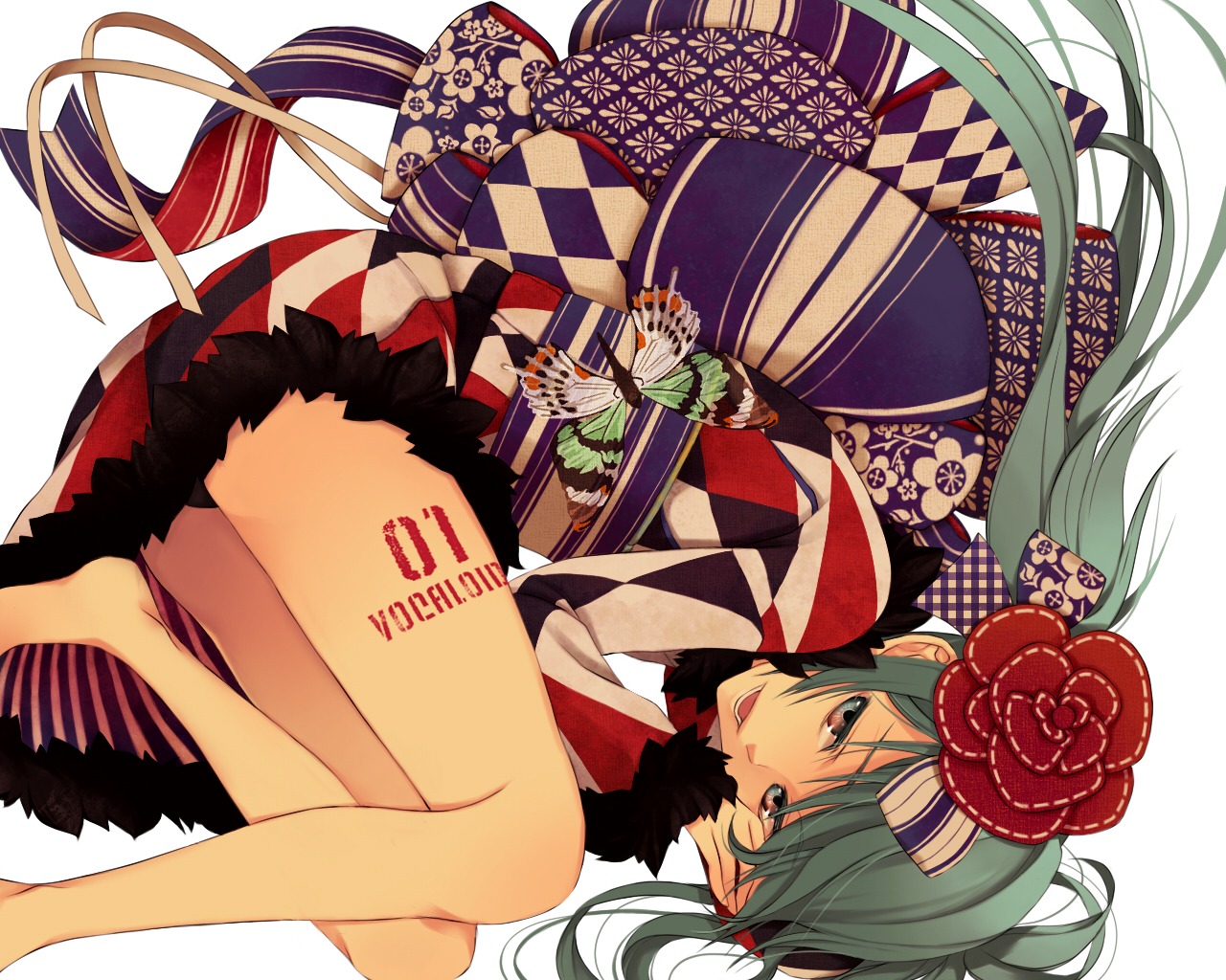 hatsune_miku kimono macco vocaloid wallpaper