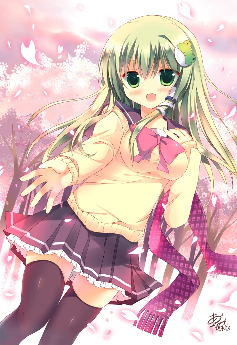 azumi_kazuki kochiya_sanae seifuku thighhighs touhou