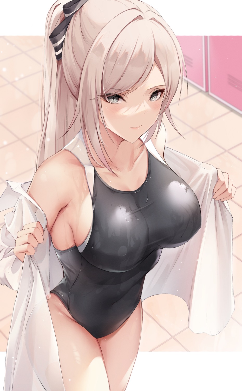 artist_revision dress_shirt kisaki_oni swimsuits undressing wet