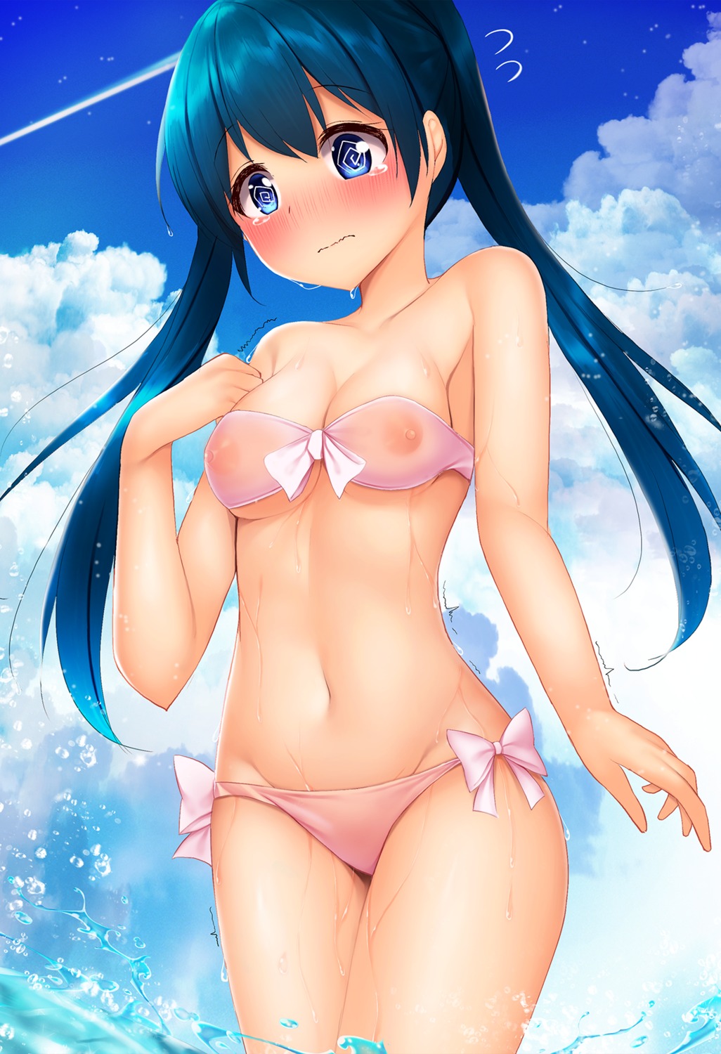 bikini kin'iro_mosaic komichi_aya minato_ojitan nipples see_through swimsuits wet