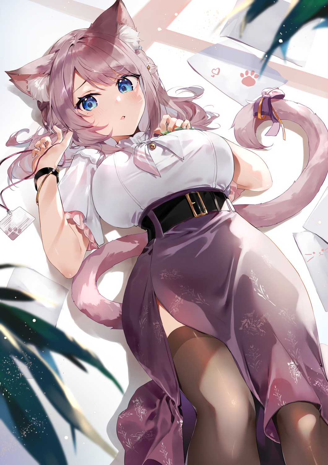 animal_ears indie_virtual_youtuber kasumi_komo mitsuki_momo nekomimi skirt_lift tail thighhighs