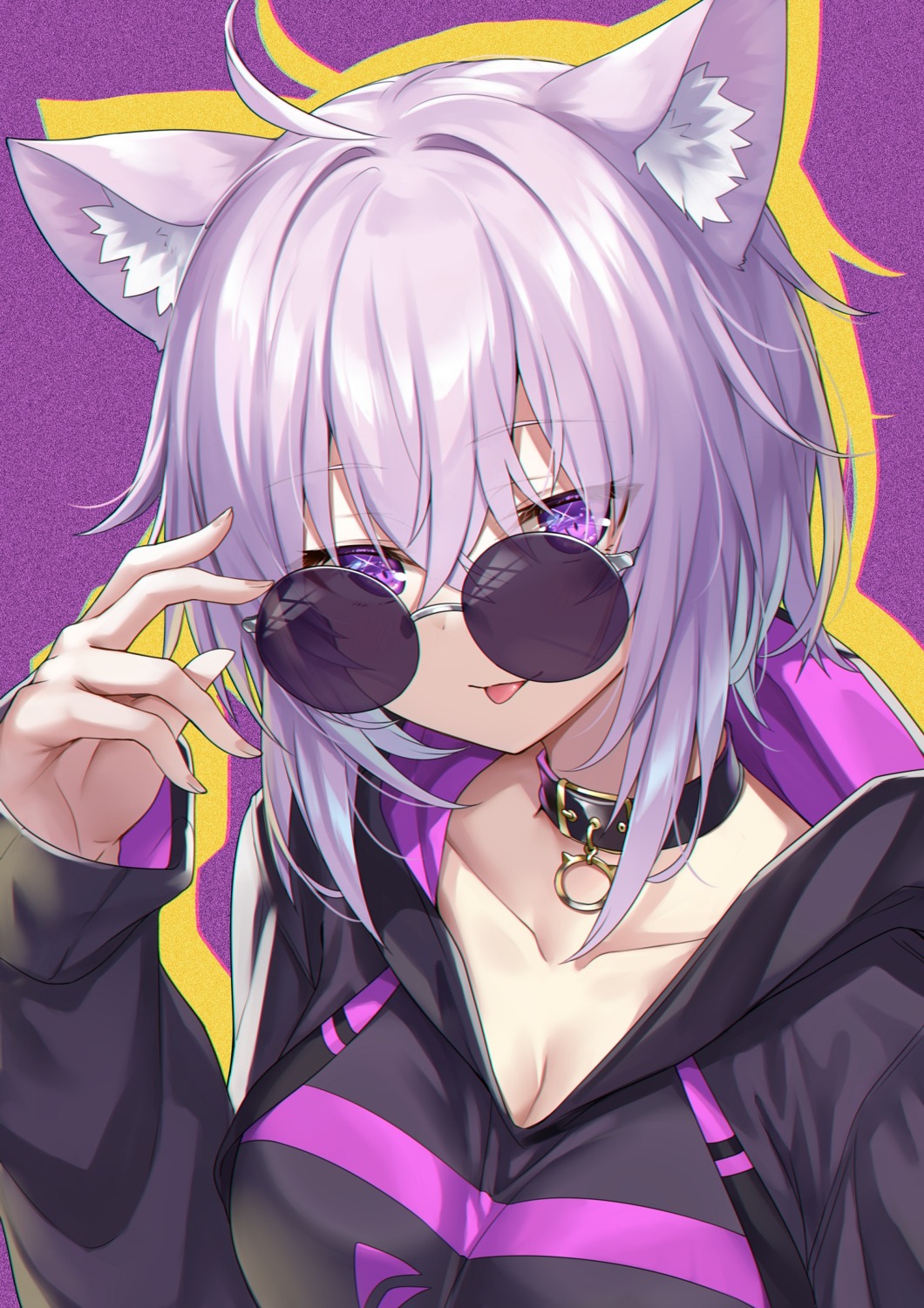 animal_ears cleavage hololive hololive_gamers ks megane nekomata_okayu nekomimi