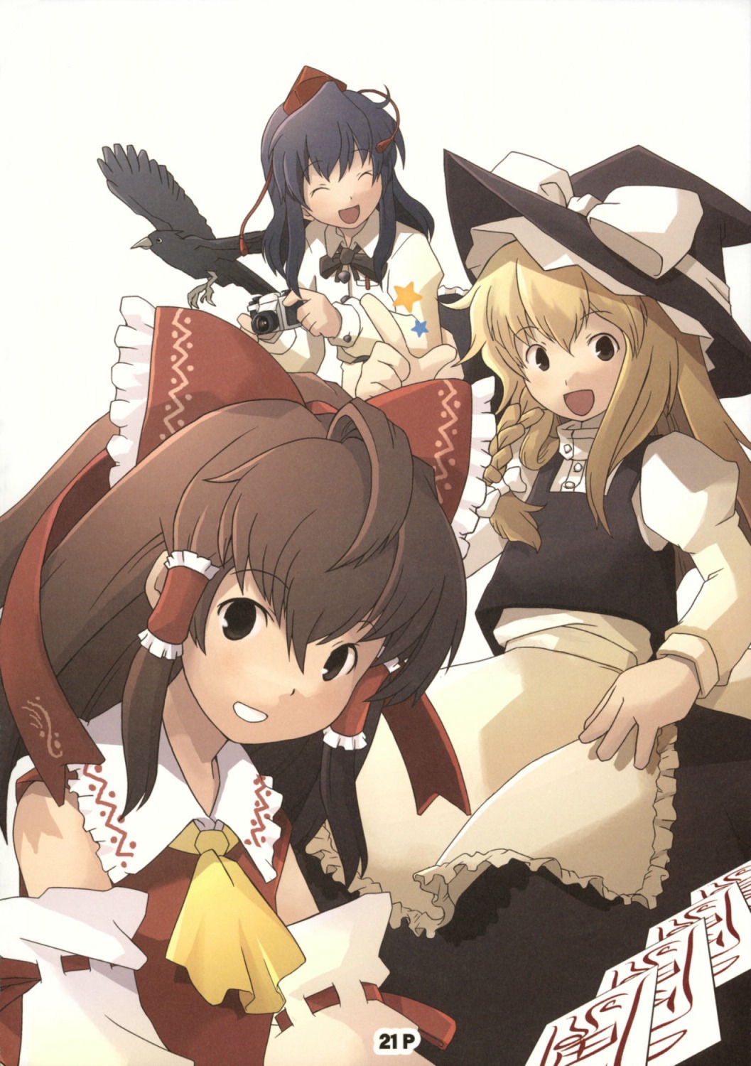 hakurei_reimu kirisame_marisa shameimaru_aya tobe_sunaho touhou