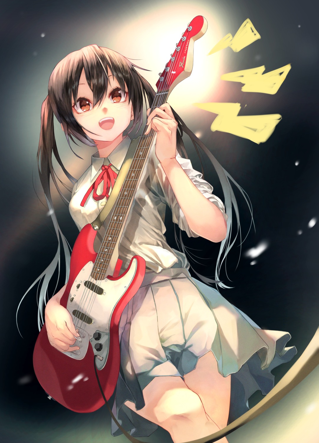 fudepenbrushpen guitar k-on! nakano_azusa seifuku