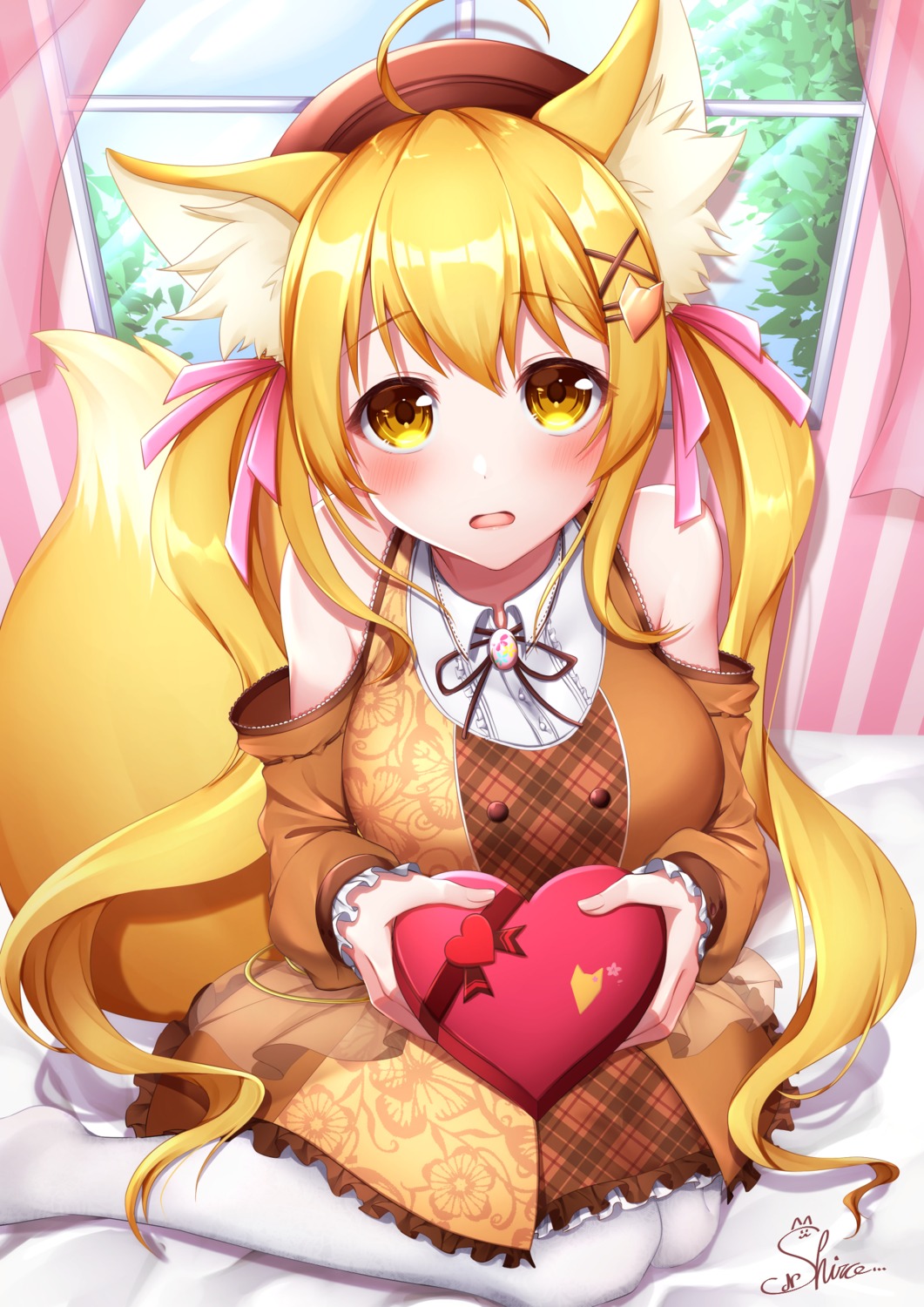 animal_ears dress kitsune tagme tail valentine