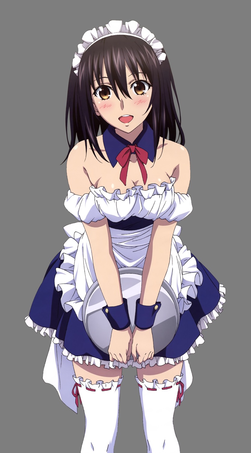 cleavage hashimoto_maki himeragi_yukina maid strike_the_blood thighhighs transparent_png waitress