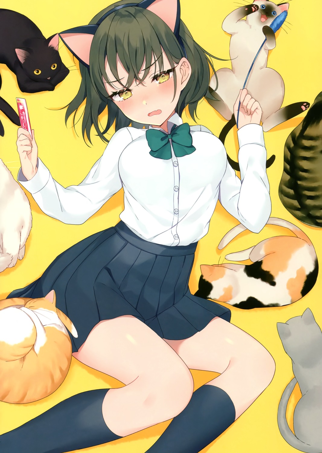 achiki animal_ears hanasaku neko nekomimi seifuku