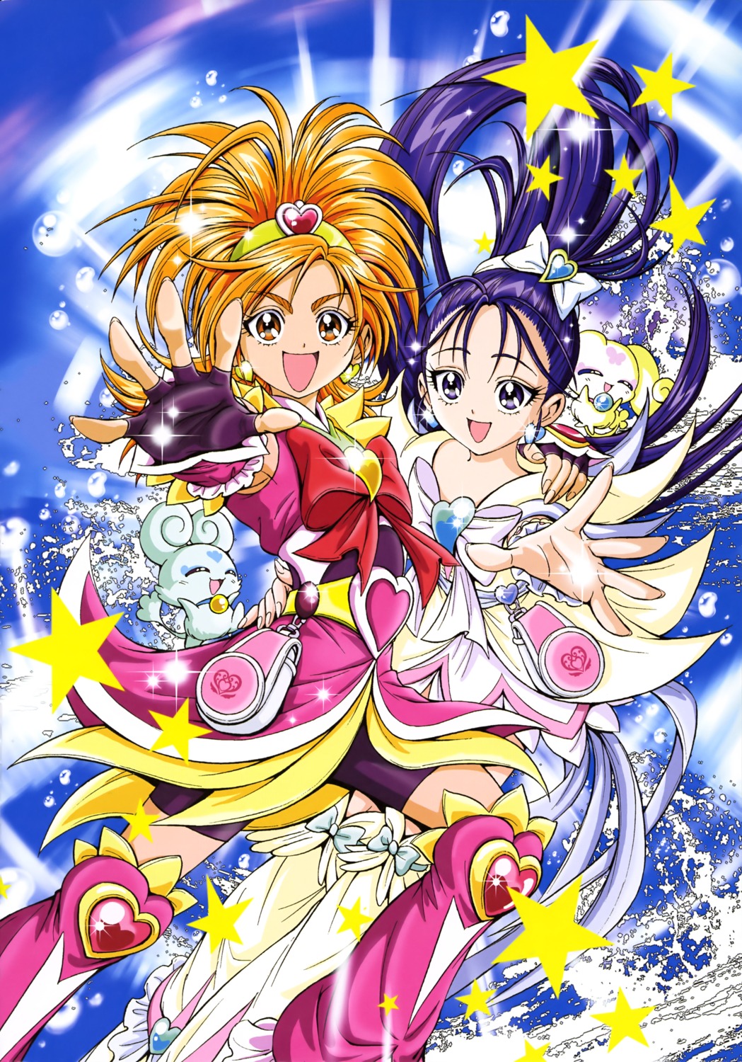 bike_shorts choppy dress flappy futari_wa_pretty_cure_splash_star hyuuga_saki kamikita_futago mishou_mai pretty_cure