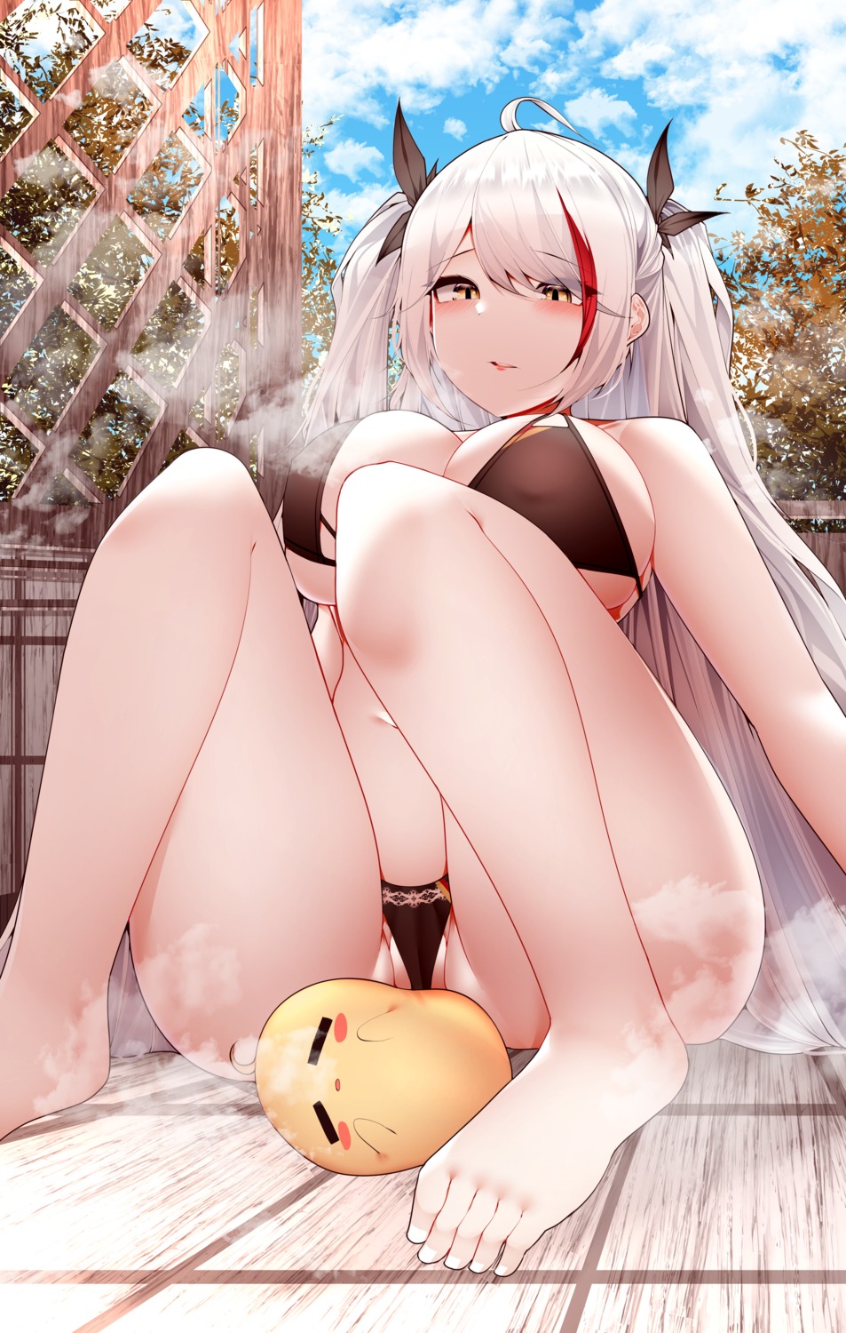 azur_lane bra cameltoe erect_nipples feet manjuu_(azur_lane) pantsu prinz_eugen_(azur_lane) samip thong