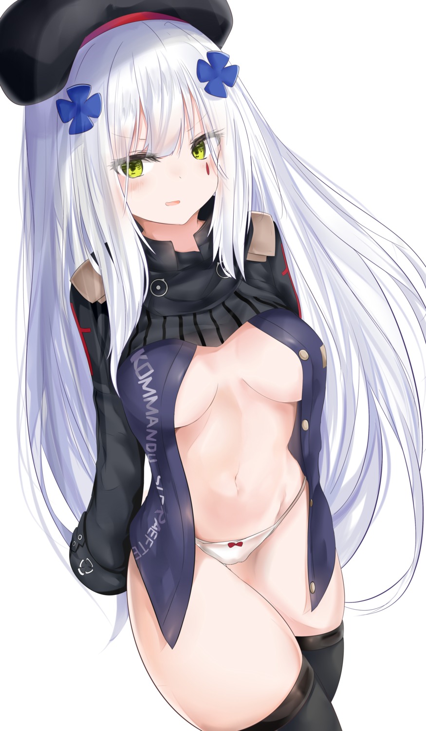 girls_frontline hk416_(girls_frontline) jutaku no_bra open_shirt pantsu thighhighs