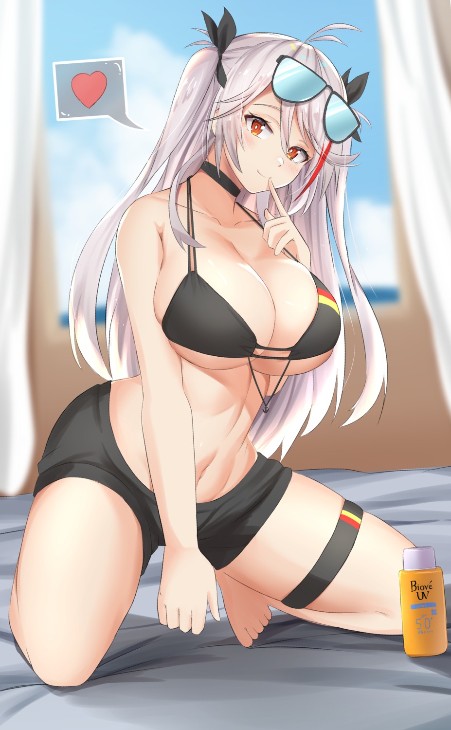 azur_lane bikini_top garter j_yak47 megane prinz_eugen_(azur_lane) swimsuits