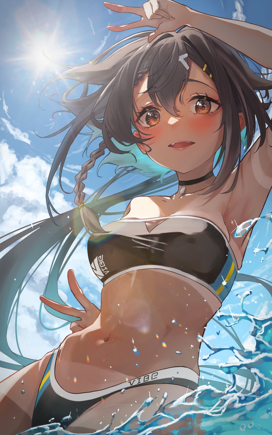 bikini junkichi_gbf swimsuits tan_lines wet