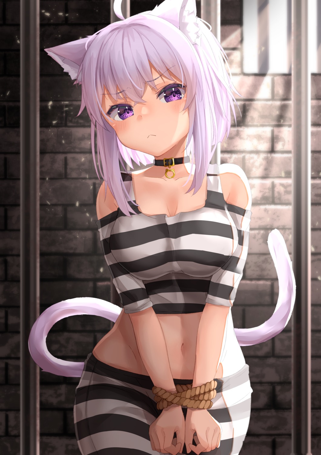 animal_ears bondage cleavage hololive hololive_gamers nekomata_okayu nekomimi starkamisan tail