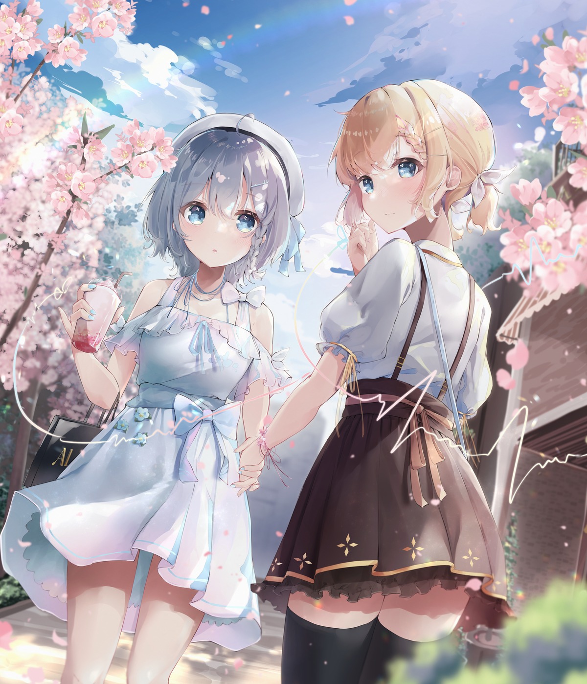 ass dress sena_(sena_soar) summer_dress thighhighs yuri