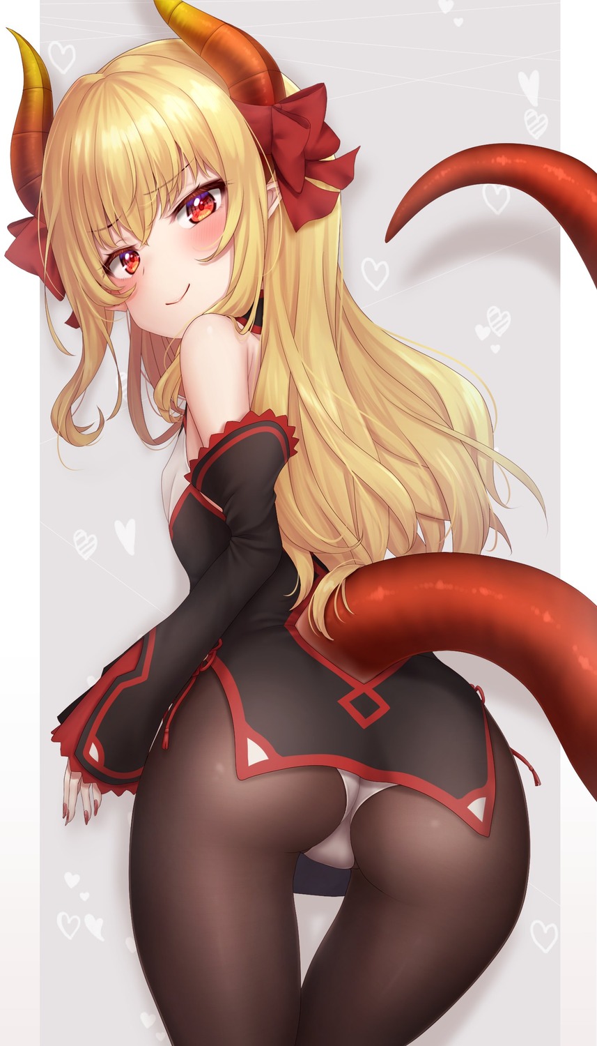 aru_gunsou ass awai_flavia horns indie_virtual_youtuber loli pantsu pantyhose pointy_ears skirt_lift tail thong