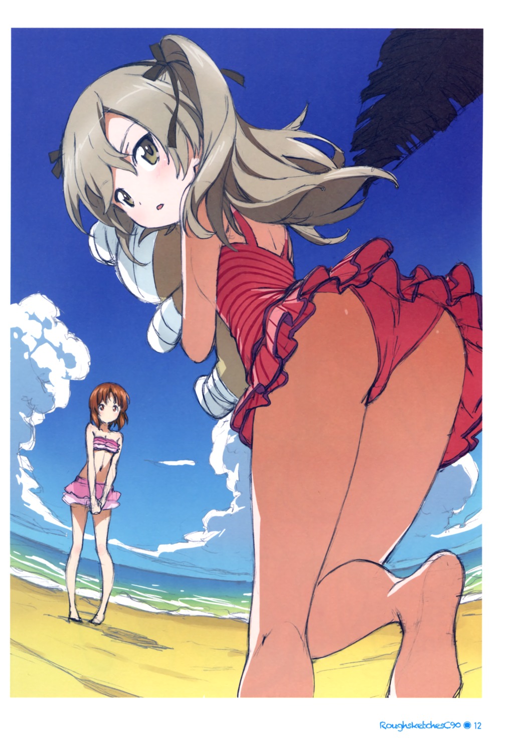 ass bandages bikini cleavage feet girls_und_panzer kanzaki_hiro nishizumi_miho shimada_arisu swimsuits tabgraphics