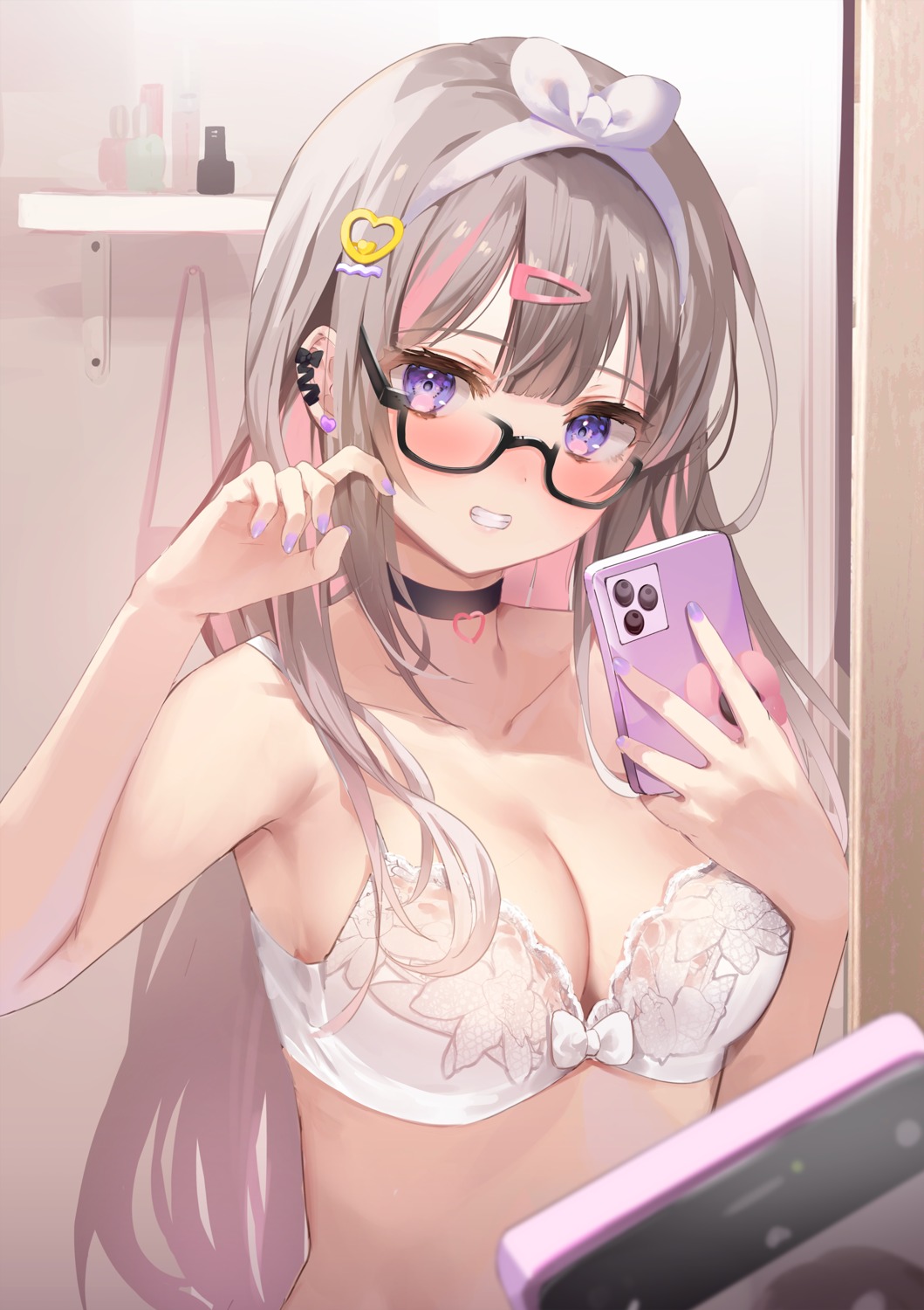 bra chiro_(norishiro_michiro) megane selfie