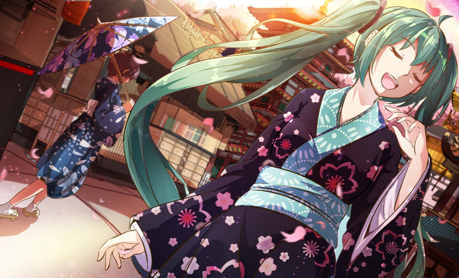 627247421 hatsune_miku kimono kyoto_nippon_festival umbrella vocaloid