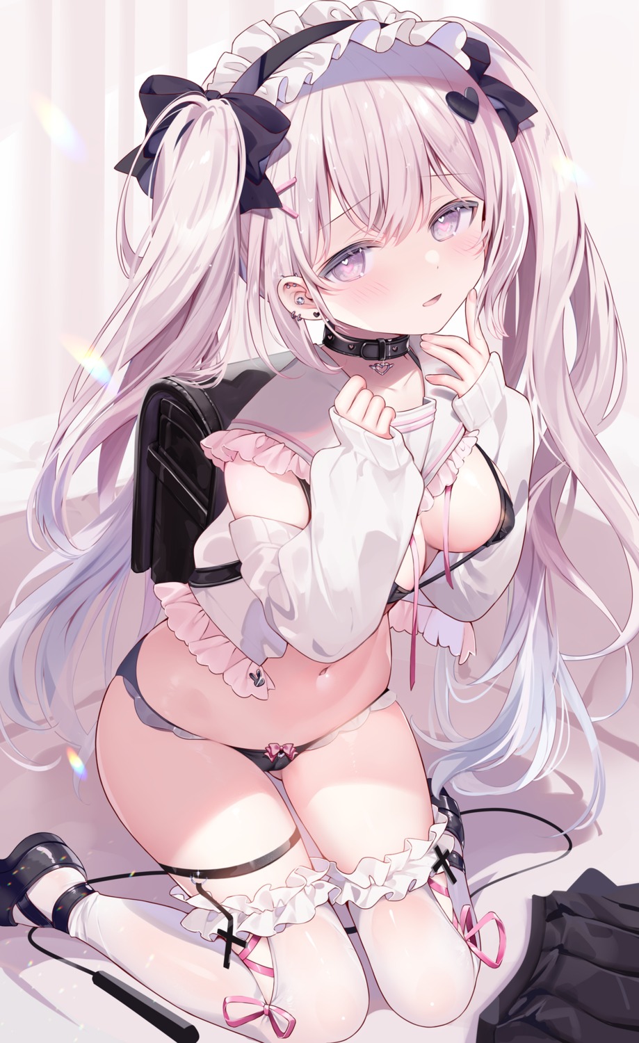 ameno_usari bra cameltoe garter open_shirt pantsu stockings thighhighs