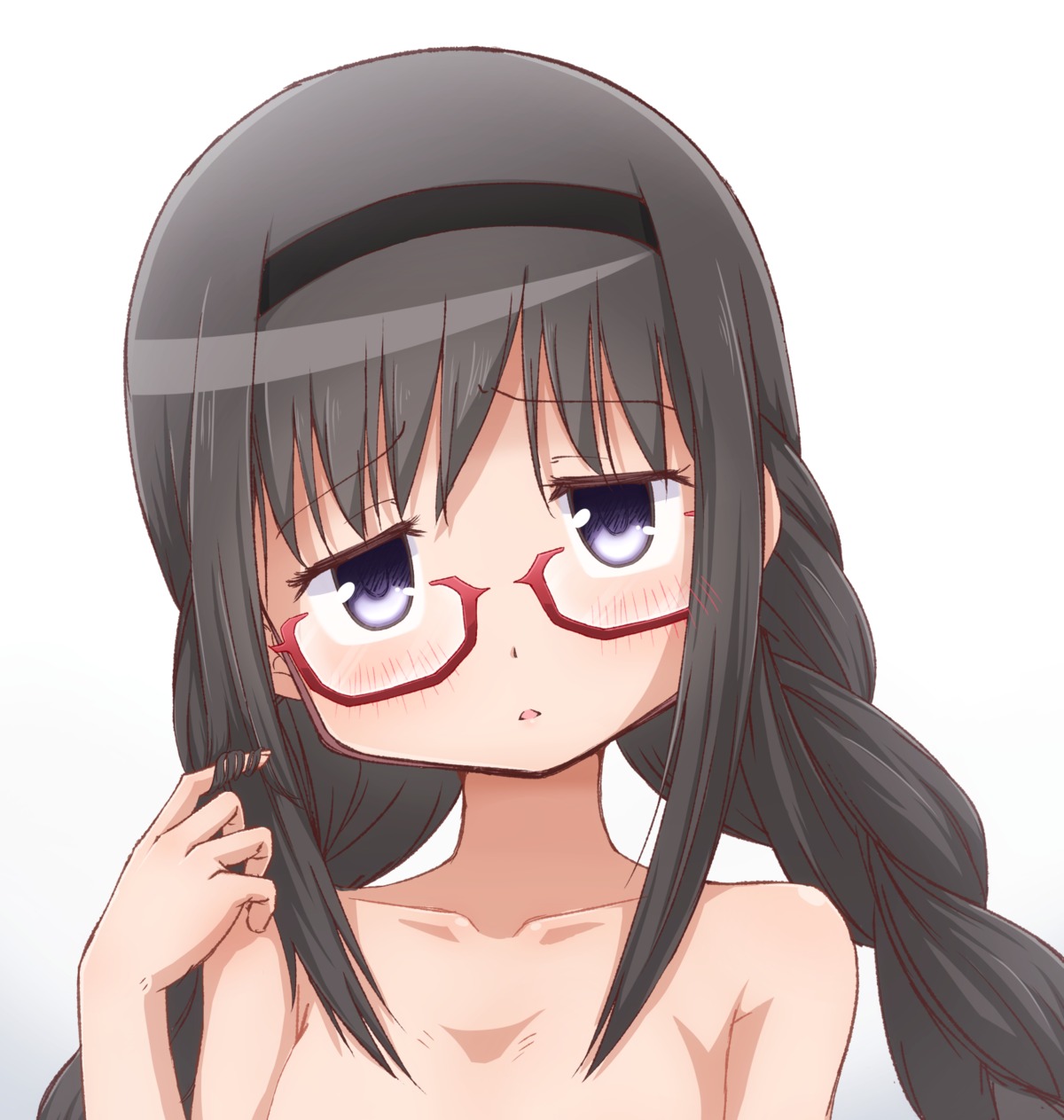 a1 akemi_homura megane puella_magi_madoka_magica topless