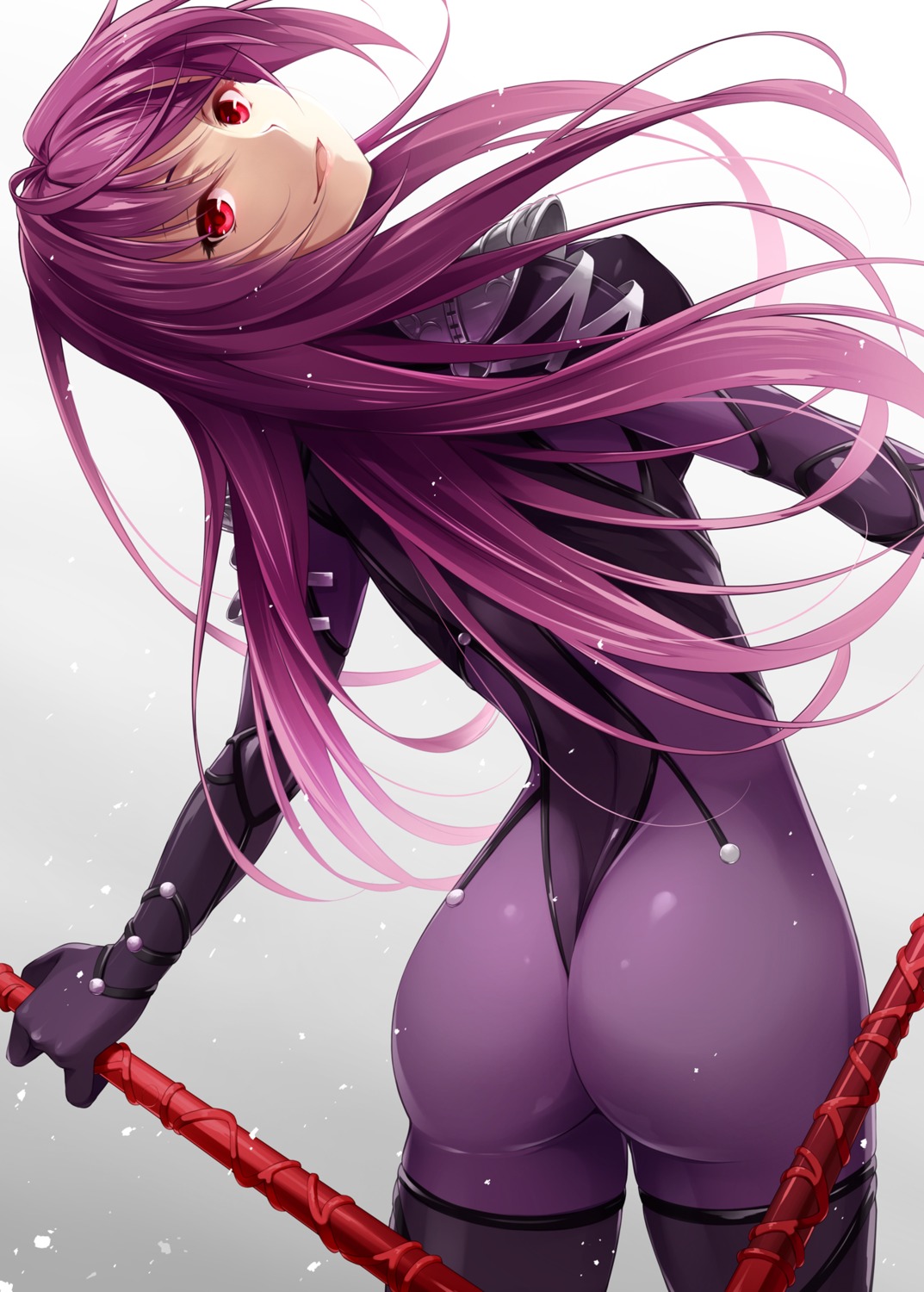 armor ass bodysuit fate/grand_order mukunokino_isshiki scathach_(fate/grand_order) weapon