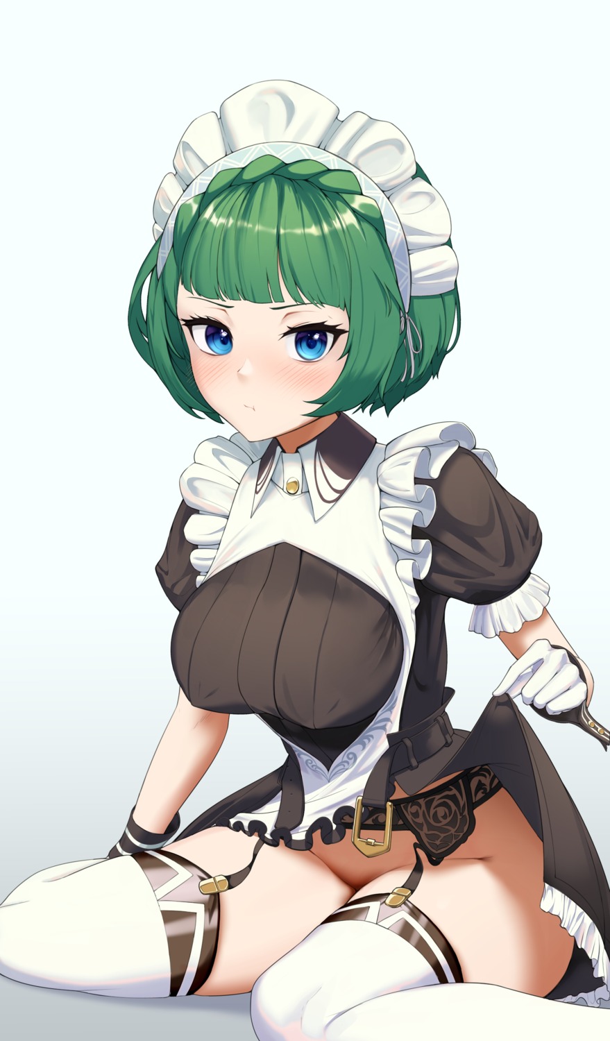 erect_nipples ett garter_belt last_origin maid nopan skirt_lift stockings thighhighs vanilla_a1