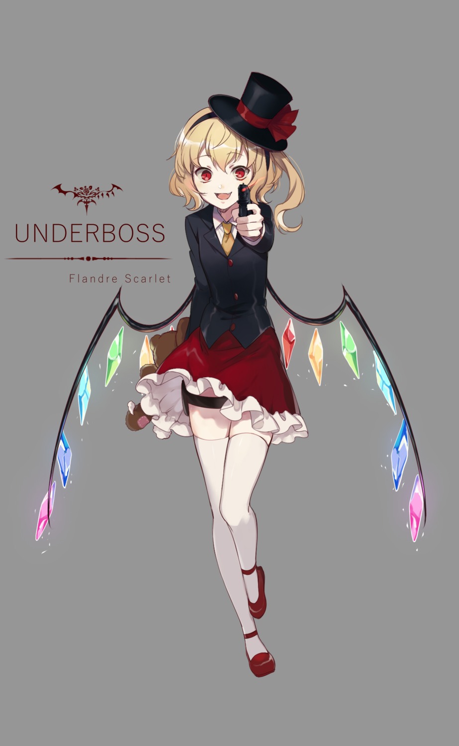 ekita_xuan flandre_scarlet gun thighhighs touhou wings