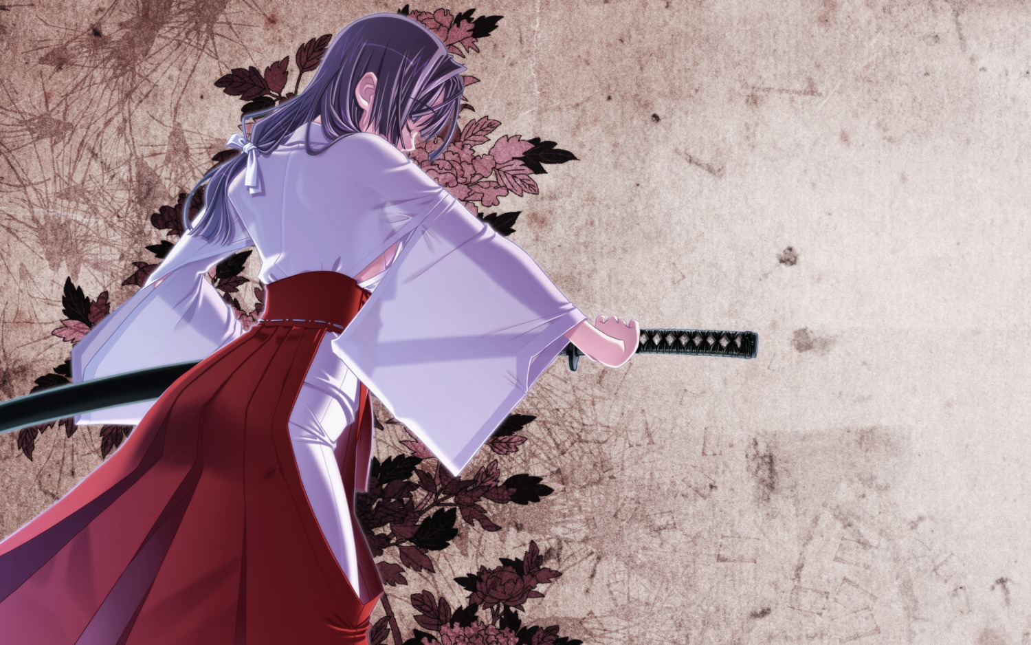 hiiragi_ryou miko no_bra sakuya_tsuitachi see_through sword wallpaper