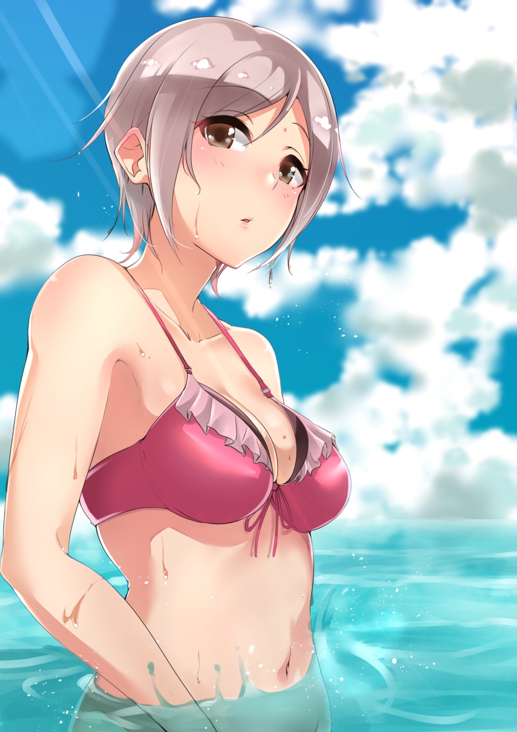 bikini_top cleavage murabito_c swimsuits wet