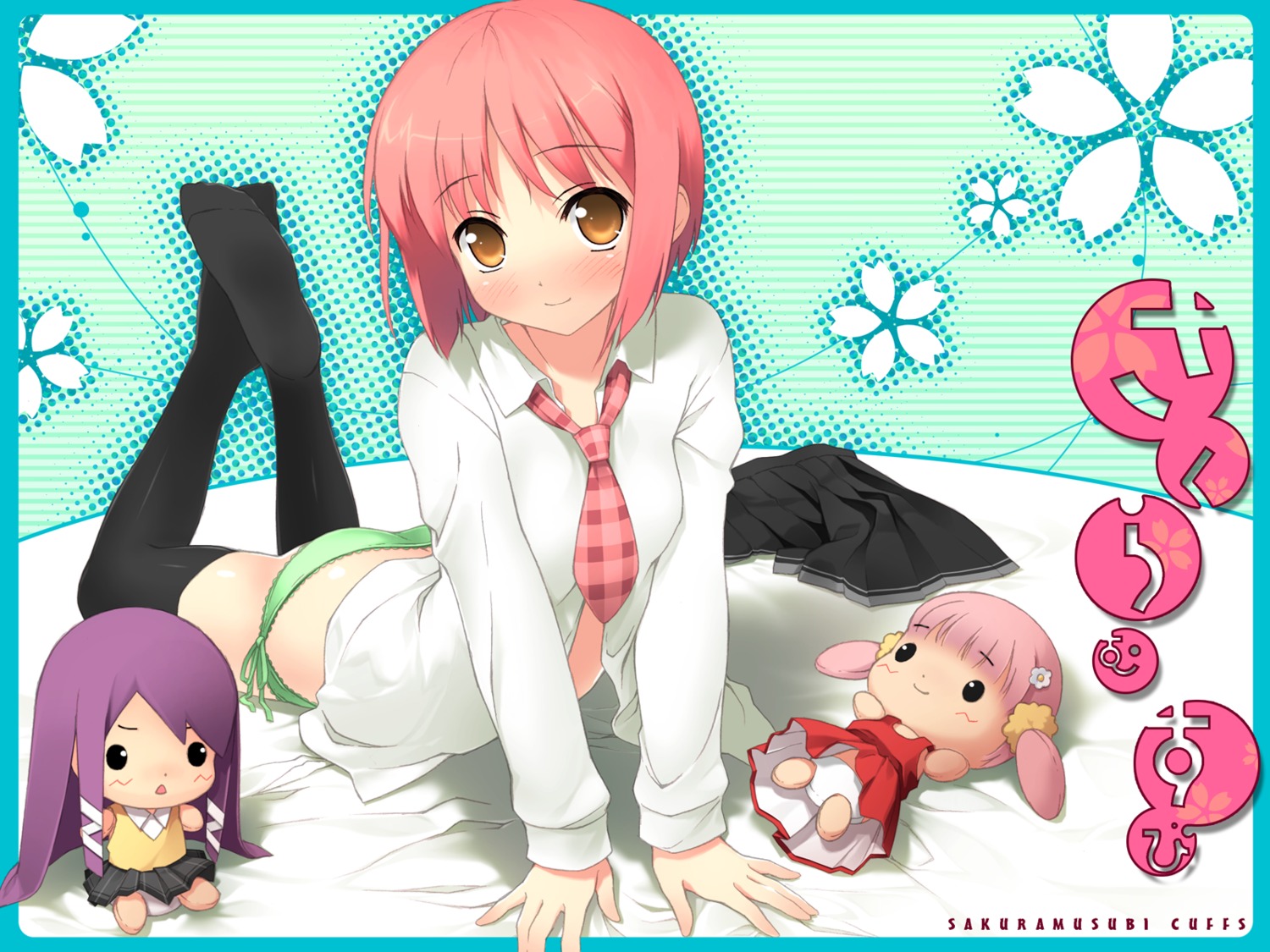 akino_momiji chibi cuffs kantoku kiriyama_sakura pantsu sakura_musubi seifuku sera_karen string_panties thighhighs wallpaper