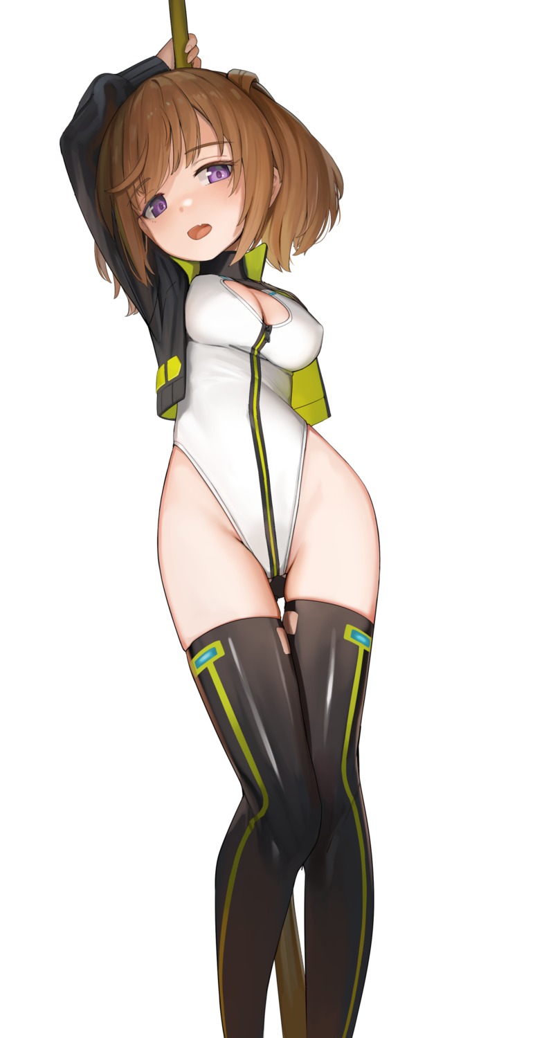 alice_gear_aegis cleavage erect_nipples leotard thighhighs