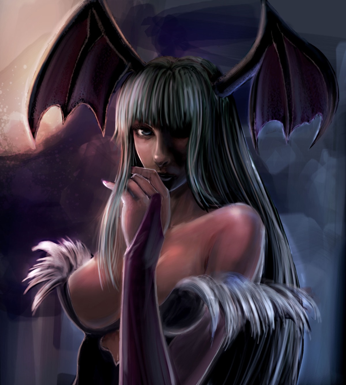 bccp capcom cleavage dark_stalkers leotard morrigan_aensland no_bra wings