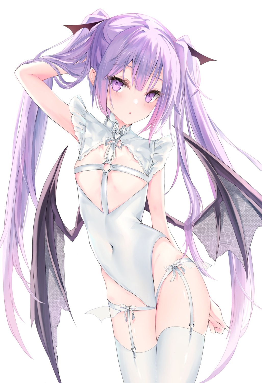 garter leotard no_bra stockings tagme thighhighs wings