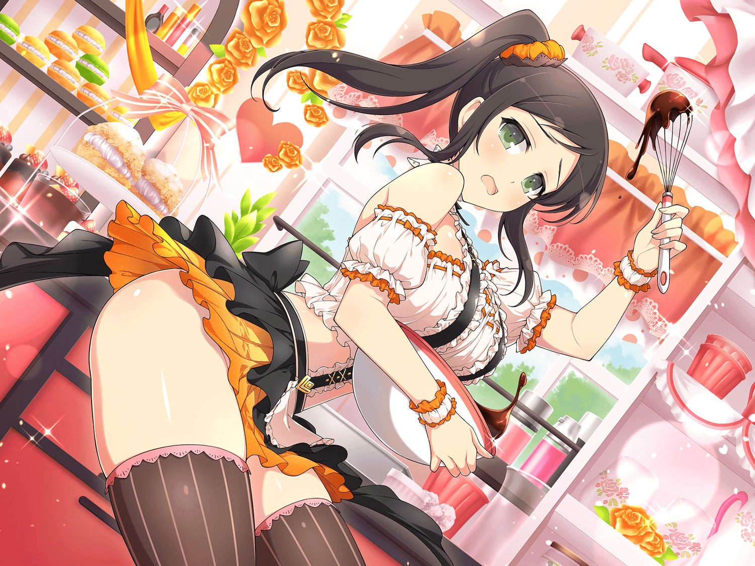 murakumo_(senran_kagura) senran_kagura senran_kagura:_new_link skirt_lift thighhighs valentine yaegashi_nan