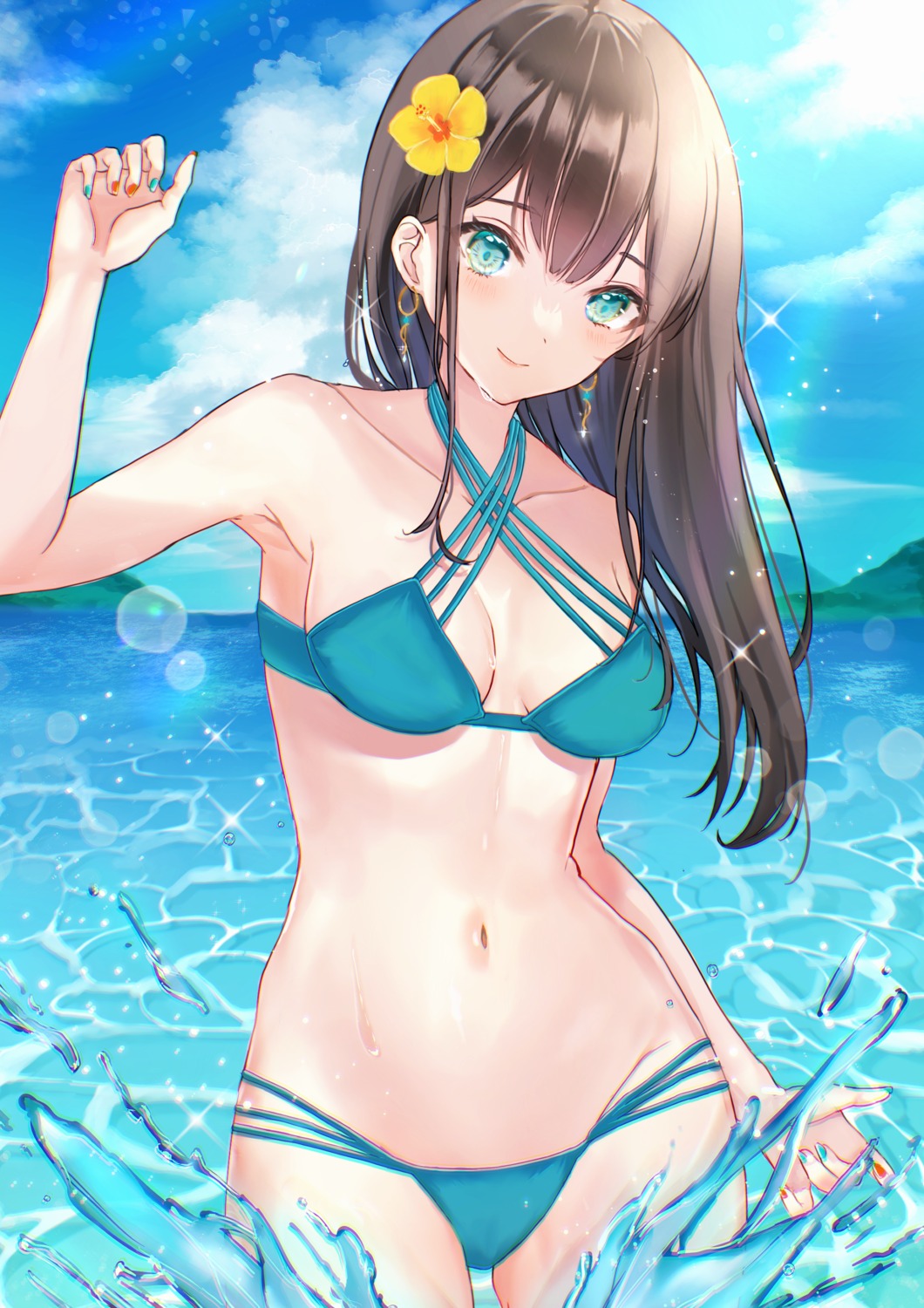 bikini nagi_(pickles_pipipi) swimsuits wet